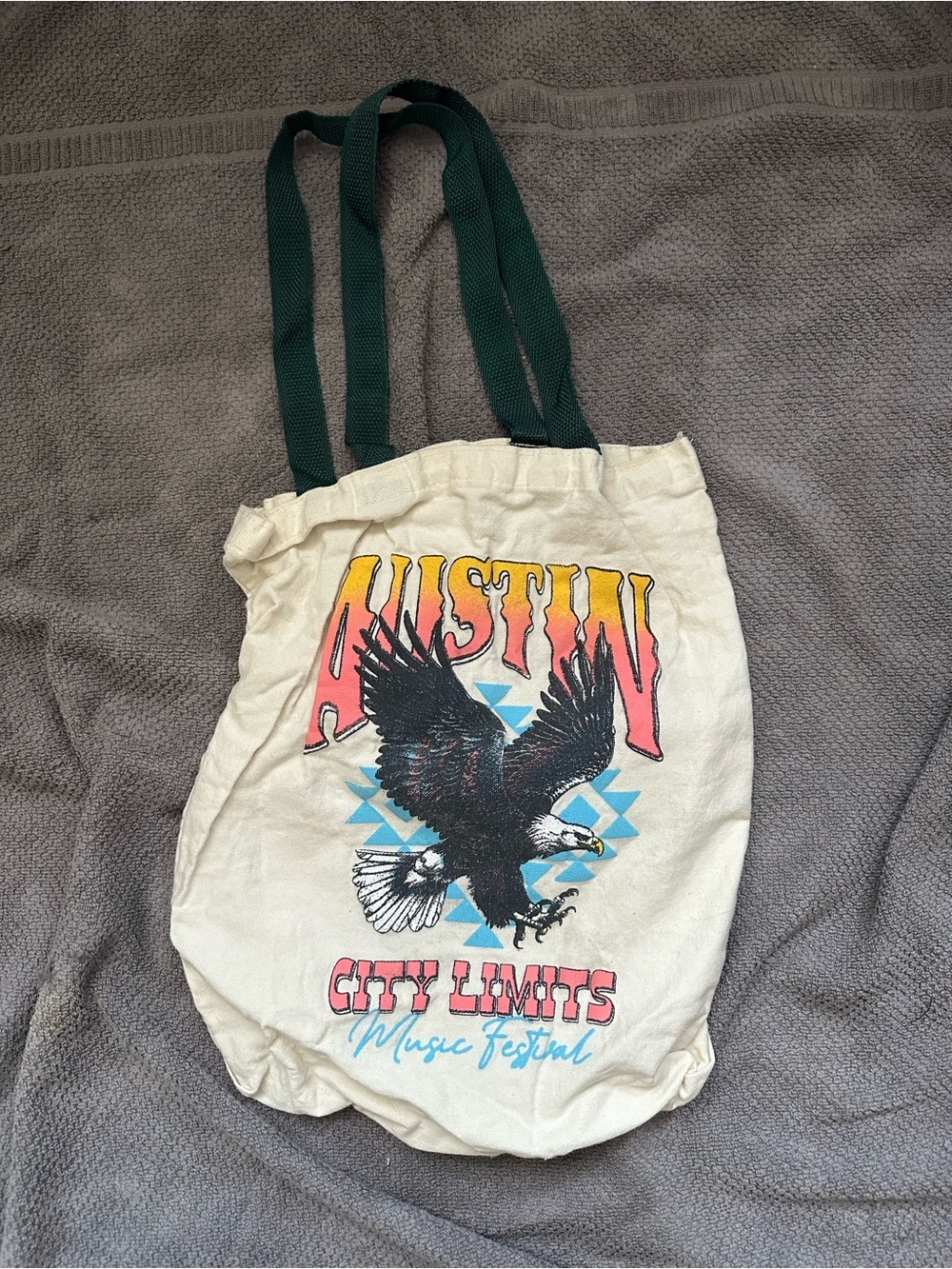 Austin City Limits Eagle Canvas Tote Bag in Cream